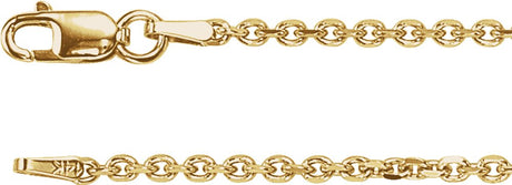 14K Yellow 1.75 mm Diamond-Cut Cable 16" Chain