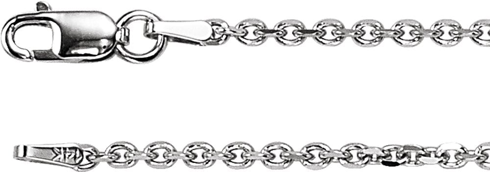 14K White Gold 1.75 mm Diamond-Cut Cable 16" Chain