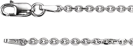 14K White Gold 1.75 mm Diamond-Cut Cable 16" Chain