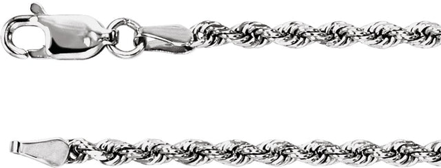 14K White 2.4 mm Diamond-Cut Rope 7" Chain 