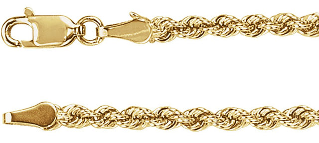 14K Yellow Gold 3 mm Rope 18" Chain
