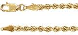 14K Yellow 3 mm Rope 24" Chain
