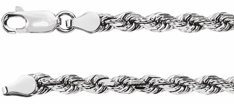 14K White Gold 3.9 mm Diamond-Cut Rope 20" Chain