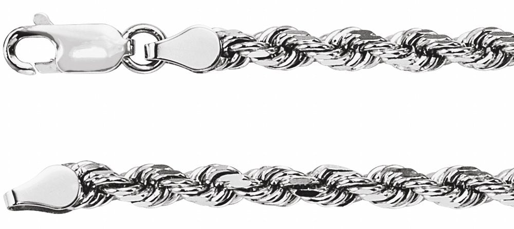 14K White Gold 3.9 mm Diamond-Cut Rope 20" Chain