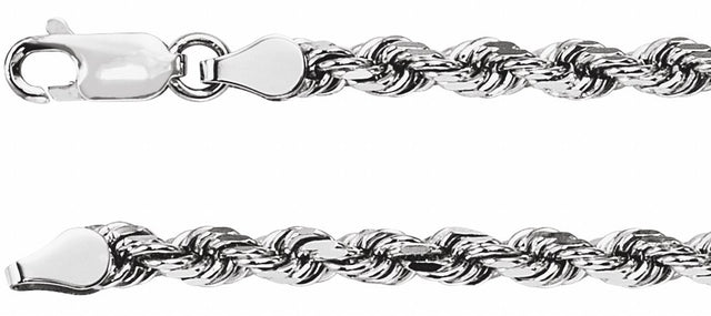 14K White Gold 3.9 mm Diamond-Cut Rope 20" Chain