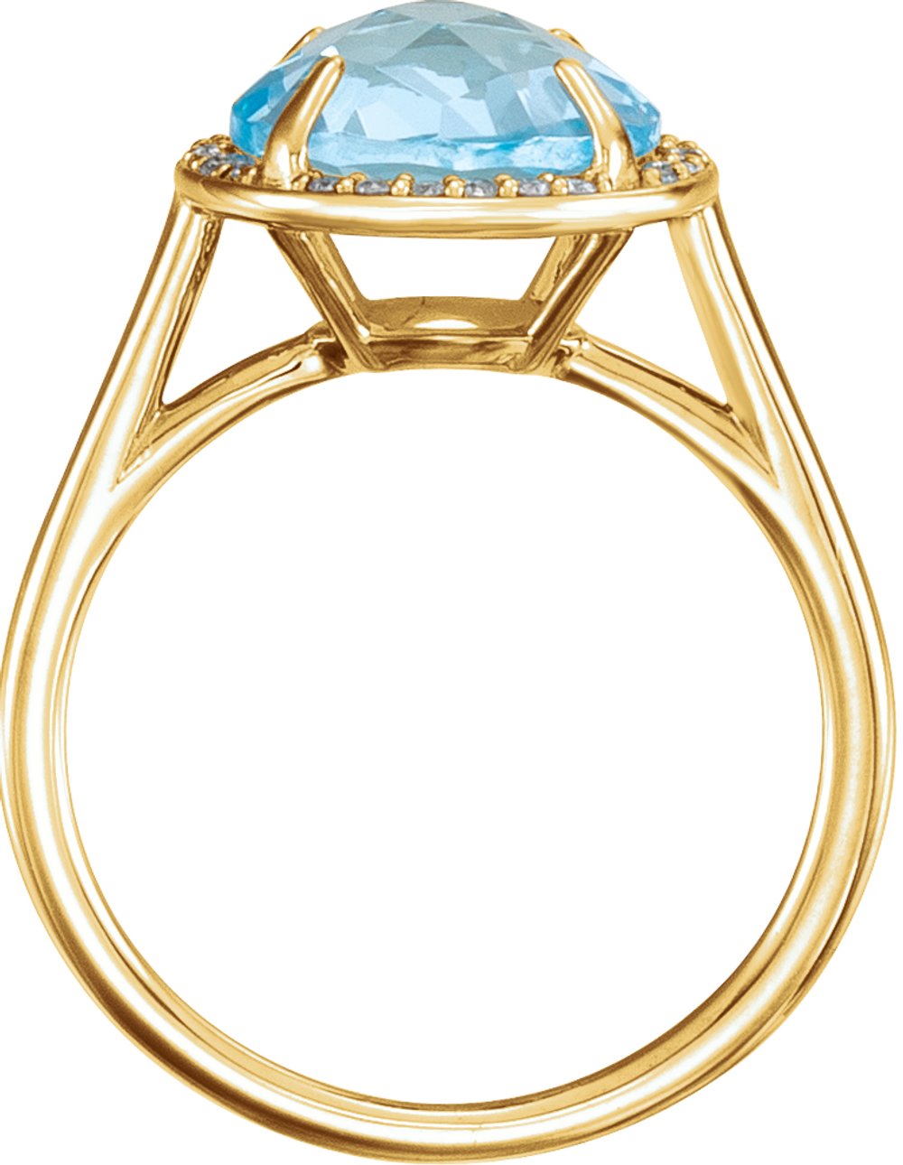 14K Yellow Natural Sky Blue Topaz & 1/8 CTW Natural Diamond Ring