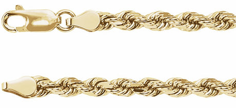 14K Yellow Gold 3.9 mm Diamond-Cut Rope 20" Chain
