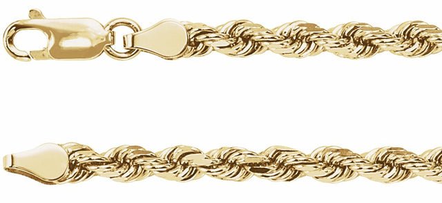 14K Yellow Gold 3.9 mm Diamond-Cut Rope 16" Chain