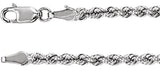 14K White Gold 3 mm Rope 16" Chain
