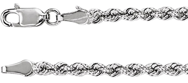 14K White Gold 3 mm Rope 16" Chain
