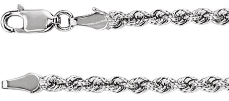 14K White Gold 3 mm Rope 24" Chain

