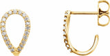 14K Yellow 1/5 CTW Natural Diamond Geometric J-Hoop Earrings