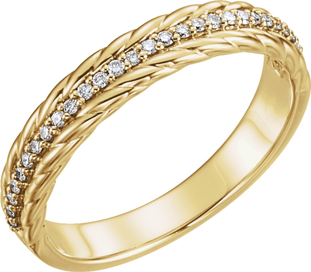 14K Yellow Gold 1/6 CTW Natural Diamond Rope Ring