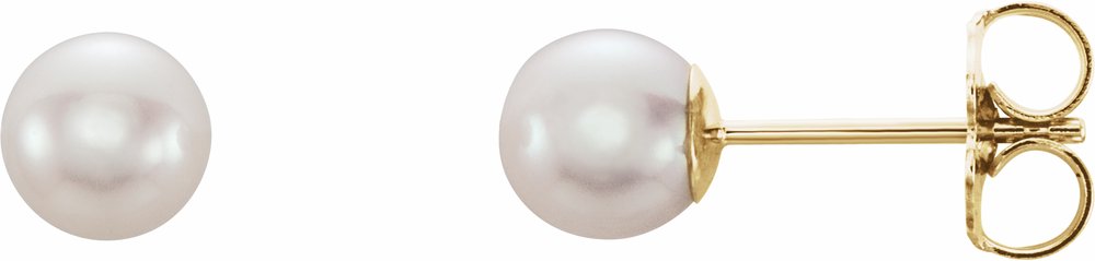 14K Yellow Gold Cultured White Freshwater Pearl Earrings
