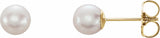 14K Yellow Gold Cultured White Freshwater Pearl Earrings