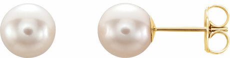 14K Yellow Gold Cultured White Freshwater Pearl Earrings