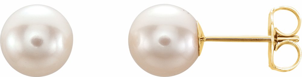14K Yellow Gold Cultured White Freshwater Pearl Earrings