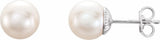 Sterling Silver 8-8.5 mm Cultured White Freshwater Pearl Earrings