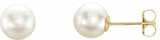14K Yellow Gold 7 mm Cultured White Akoya Pearl Earrings