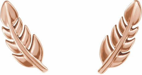 14K Rose Leaf Earrings