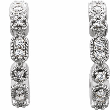 14K White 1/8 CTW Natural Diamond Hoop Earrings