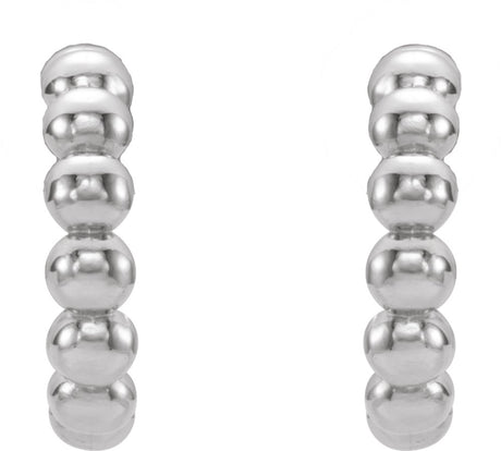 Sterling Silver Beaded 12 mm Hoop Earrings