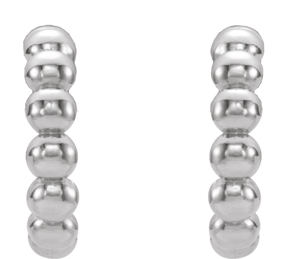 Sterling Silver Beaded 12 mm Hoop Earrings