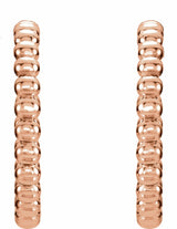 14K Rose Beaded 21 mm Hoop Earrings