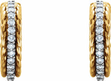 14K Yellow/White 1/5 CTW Natural Diamond Rope Hoop Earrings