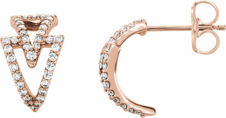 14K Rose 1/4 CTW Natural Diamond Geometric Hoop Earrings