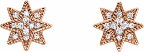 14K Rose Gold .08 CTW Natural Diamond Star Earrings
