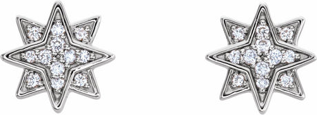 14K White Gold .08 CTW Natural Diamond Star Earrings