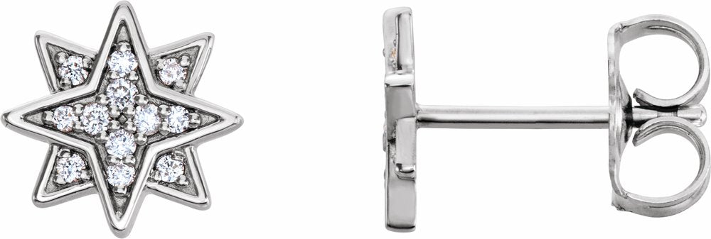 14K White Gold .08 CTW Natural Diamond Star Earrings