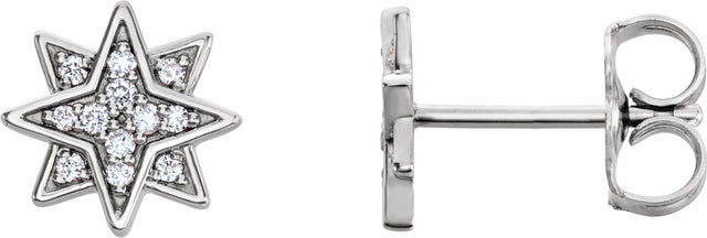 14K White Gold .08 CTW Natural Diamond Star Earrings