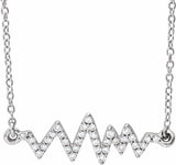 14K White Gold 1/6 CTW Natural Diamond Heartbeat 16-18" Necklace