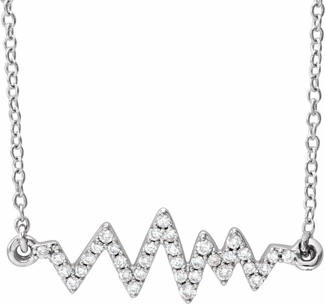 14K White Gold 1/6 CTW Natural Diamond Heartbeat 16-18" Necklace