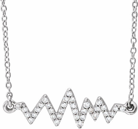 14K White Gold 1/6 CTW Natural Diamond Heartbeat 16-18" Necklace
