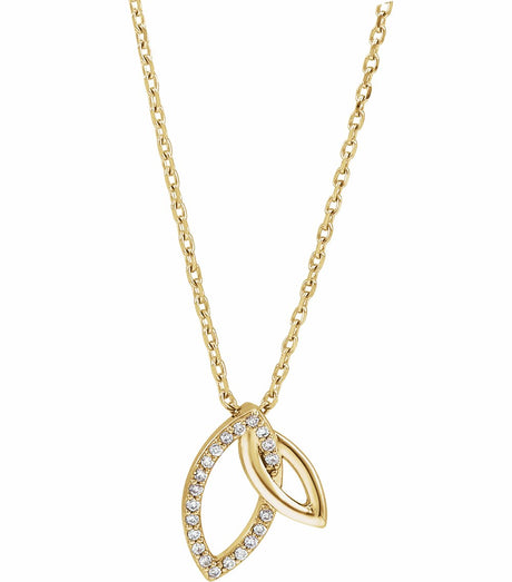 14K Yellow Gold .05 CTW Natural Diamond Double Leaf 18" Necklace