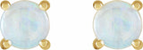 14K Yellow 6 mm Natural White Opal Earrings