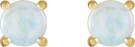 14K Yellow 6 mm Natural White Opal Earrings