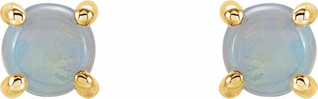 14K Yellow 5 mm Natural White Opal Earrings