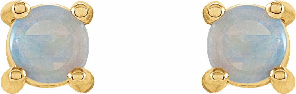 14K Yellow 4 mm Natural White Opal Earrings