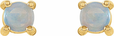 14K Yellow 4 mm Natural White Opal Earrings