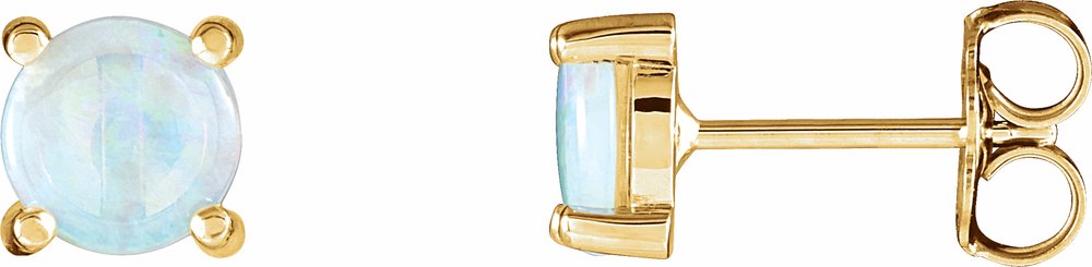 14K Yellow Gold 6 mm Natural White Opal Earrings