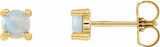 14K Yellow Gold 4 mm Natural White Opal Earrings