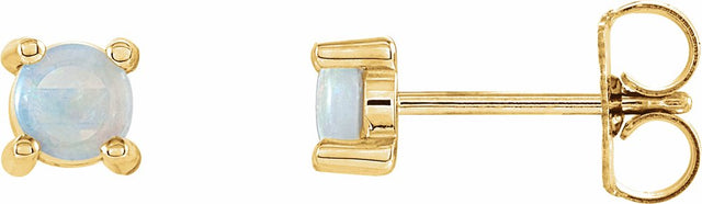 14K Yellow Gold 4 mm Natural White Opal Earrings
