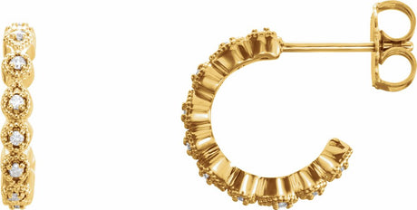14K Yellow Gold .08 CTW Natural Diamond 11.2 mm Hoop Earrings