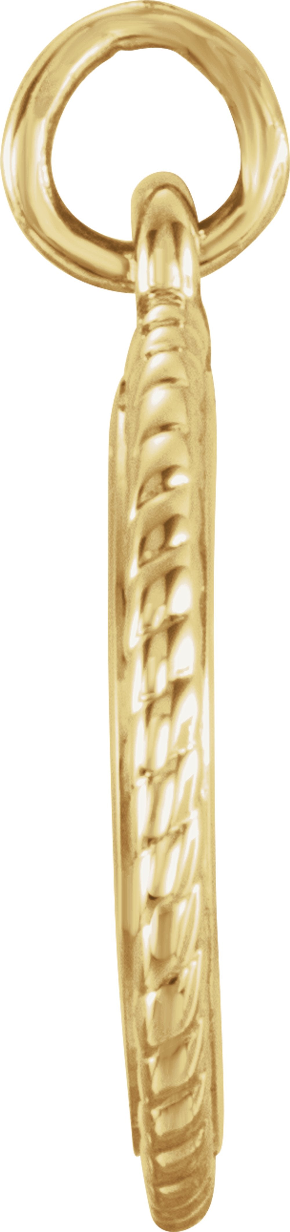 14K Yellow Gold Engravable Round Rope Pendant