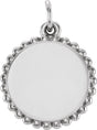 14K White Engravable Beaded Pendant