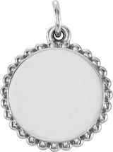 14K White Gold Engravable Beaded Charm/Pendant